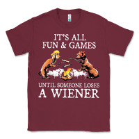 Burgundy it's all fun and games until someone loses a wiener shirt Classic Tee - linhVisuals