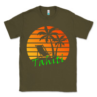 Army Green outdoor t  shirt tahiti retro vintage sunset t  shirt Classic Tee - linhVisuals
