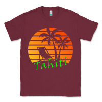 Burgundy outdoor t  shirt tahiti retro vintage sunset t  shirt Classic Tee - linhVisuals