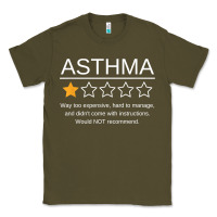 Army Green funny asthma awareness one star rating inhaler wheezy breath t shirt Classic Tee - linhVisuals