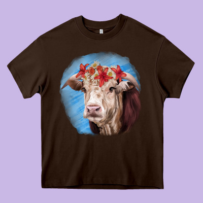 Hereford Bull Heavy Core Tee Designed By Ranaportraitstore