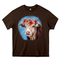 Chocolate Brown Hereford Bull Heavy Core Tee - RanaPortraitStore