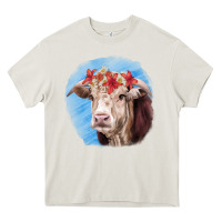 Cream Hereford Bull Heavy Core Tee - RanaPortraitStore