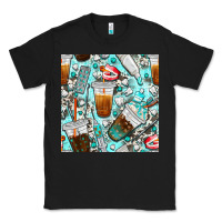 Black dentist coffee cups toothpaste and teeth with cowhide seamless pattern Classic Tee - BundleAndBundleShop