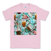 Bubblegum Pink dentist coffee cups toothpaste and teeth with cowhide seamless pattern Classic Tee - BundleAndBundleShop