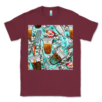 Burgundy dentist coffee cups toothpaste and teeth with cowhide seamless pattern Classic Tee - BundleAndBundleShop