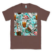 Chestnut dentist coffee cups toothpaste and teeth with cowhide seamless pattern Classic Tee - BundleAndBundleShop