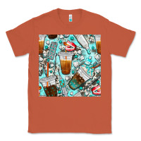 Copper dentist coffee cups toothpaste and teeth with cowhide seamless pattern Classic Tee - BundleAndBundleShop