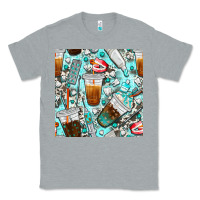 Heather Grey dentist coffee cups toothpaste and teeth with cowhide seamless pattern Classic Tee - BundleAndBundleShop