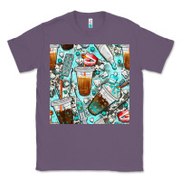 Lavender dentist coffee cups toothpaste and teeth with cowhide seamless pattern Classic Tee - BundleAndBundleShop