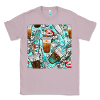 Lilac dentist coffee cups toothpaste and teeth with cowhide seamless pattern Classic Tee - BundleAndBundleShop