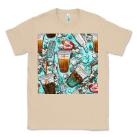 Mushroom dentist coffee cups toothpaste and teeth with cowhide seamless pattern Classic Tee - BundleAndBundleShop
