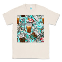 Natural dentist coffee cups toothpaste and teeth with cowhide seamless pattern Classic Tee - BundleAndBundleShop