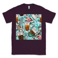 Plum dentist coffee cups toothpaste and teeth with cowhide seamless pattern Classic Tee - BundleAndBundleShop