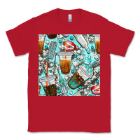 Red dentist coffee cups toothpaste and teeth with cowhide seamless pattern Classic Tee - BundleAndBundleShop