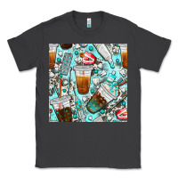Smoke dentist coffee cups toothpaste and teeth with cowhide seamless pattern Classic Tee - BundleAndBundleShop