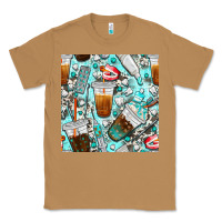 Toasted Coconut dentist coffee cups toothpaste and teeth with cowhide seamless pattern Classic Tee - BundleAndBundleShop