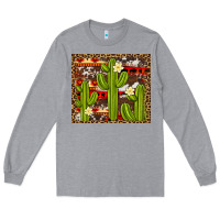 Heather Grey aztec cowhide cactus background Long Sleeve Tee - Artiststas