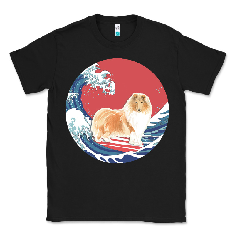 Rough Collie T  Shirt Rough Collie Gifts   Ocean Waves Surfing Rough C Classic Tee by linhVisuals | Teevron