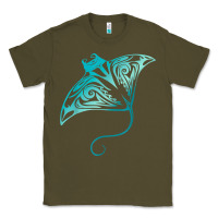 Army Green hawaii tribal manta ray hawaiian shirt shark lover t shirt Classic Tee - linhVisuals