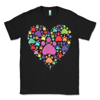 Black heart paw print dog cat lover valentines day t shirt Classic Tee - linhVisuals