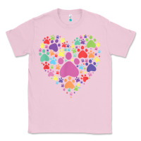 Bubblegum Pink heart paw print dog cat lover valentines day t shirt Classic Tee - linhVisuals