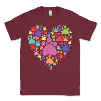 Burgundy heart paw print dog cat lover valentines day t shirt Classic Tee - linhVisuals