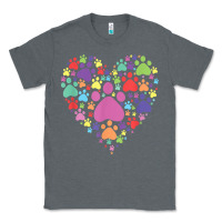 Charcoal Heather heart paw print dog cat lover valentines day t shirt Classic Tee - linhVisuals