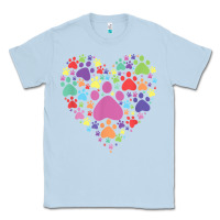 Dusty Blue heart paw print dog cat lover valentines day t shirt Classic Tee - linhVisuals