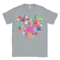 Heather Grey heart paw print dog cat lover valentines day t shirt Classic Tee - linhVisuals