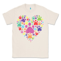 Natural heart paw print dog cat lover valentines day t shirt Classic Tee - linhVisuals