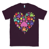 Plum heart paw print dog cat lover valentines day t shirt Classic Tee - linhVisuals