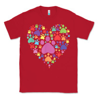 Red heart paw print dog cat lover valentines day t shirt Classic Tee - linhVisuals