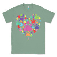 Sage heart paw print dog cat lover valentines day t shirt Classic Tee - linhVisuals