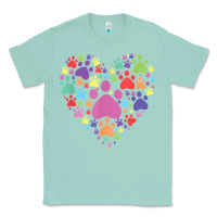 Seafoam heart paw print dog cat lover valentines day t shirt Classic Tee - linhVisuals