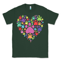 Sports Green heart paw print dog cat lover valentines day t shirt Classic Tee - linhVisuals