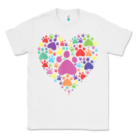 White heart paw print dog cat lover valentines day t shirt Classic Tee - linhVisuals