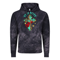Cloud Black he is risen cross with roses Vintage Hoodie - BarkalooDesign
