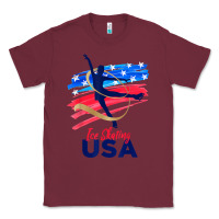 Burgundy ice skating dance support the team tshirt usa flag t shirt Classic Tee - linhVisuals