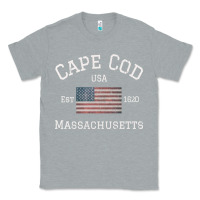 Heather Grey cape cod massachusetts american flag usa travel vintage pullover hoodi Classic Tee - linhVisuals