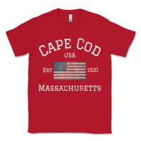 Red cape cod massachusetts american flag usa travel vintage pullover hoodi Classic Tee - linhVisuals
