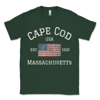 Sports Green cape cod massachusetts american flag usa travel vintage pullover hoodi Classic Tee - linhVisuals