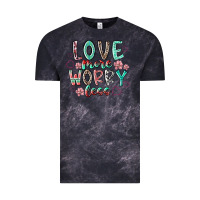 Cloud Black love more worry less Vintage Tee - RacoonDesign