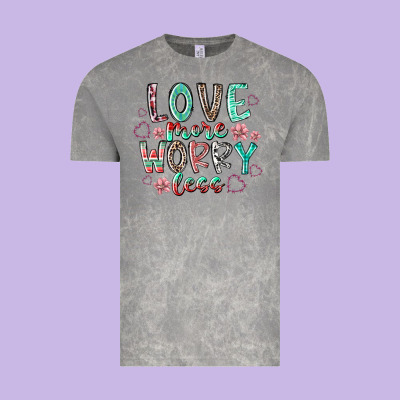 Love More Worry Less Vintage Tee Designed By Racoondesign