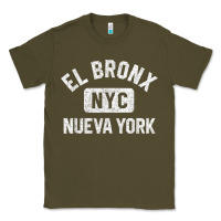 Army Green el bronx nueva york nyc gym style distressed white print t shirt Classic Tee - linhVisuals