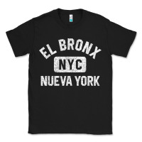 Black el bronx nueva york nyc gym style distressed white print t shirt Classic Tee - linhVisuals