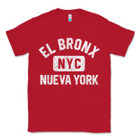 Red el bronx nueva york nyc gym style distressed white print t shirt Classic Tee - linhVisuals