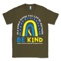 Army Green be kind down syndrome awareness blue ribbon rainbow march 21 t shirt Classic Tee - linhVisuals