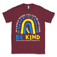 Burgundy be kind down syndrome awareness blue ribbon rainbow march 21 t shirt Classic Tee - linhVisuals