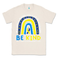 Natural be kind down syndrome awareness blue ribbon rainbow march 21 t shirt Classic Tee - linhVisuals